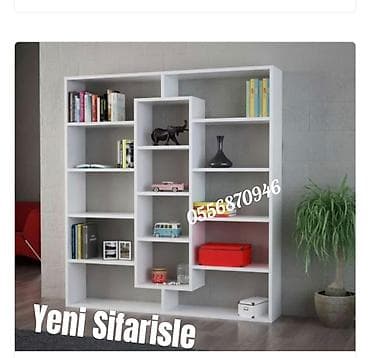 Kitab rəfləri və iş masası - Müasir dizaynlı, çoxgözlü kitab rəfi