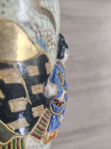 kohnə pullar: 🏺 Yapon Satsuma vazası – əl işi, 1950-ci illər Əl ilə çəkilmiş gözəl — 9