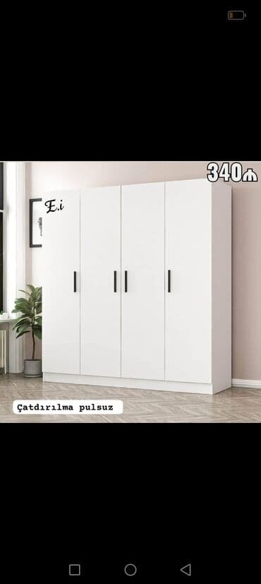 ikinci əl şkaf: Yeni, 4 qapılı Düz dolab, Dolab-asılqan — 5