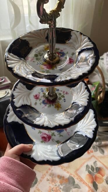 Блюда для тортов и сладостей: Тарелки, 1 шт., цвет - Синий, Фарфор — 3