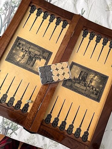 Ağacdan hazırlanmış “Nard/Backgammon” dəsti – “Old Baku” mövzulu -