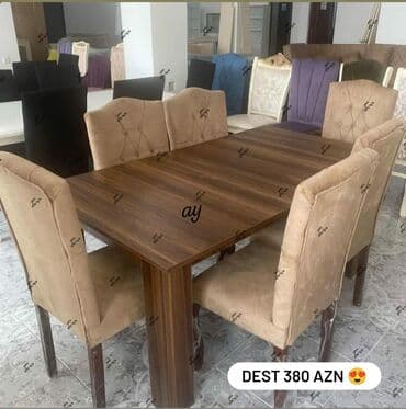домработница баку: Qonaq otağı üçün, Yeni, Açılan, Dördbucaq masa, 6 stul — 1