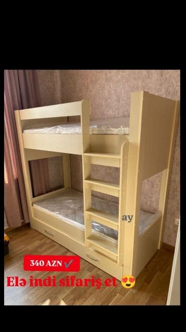 Yeni, İkinəfərlik çarpayı, Bazasız, Matras ilə, Siyirməli
