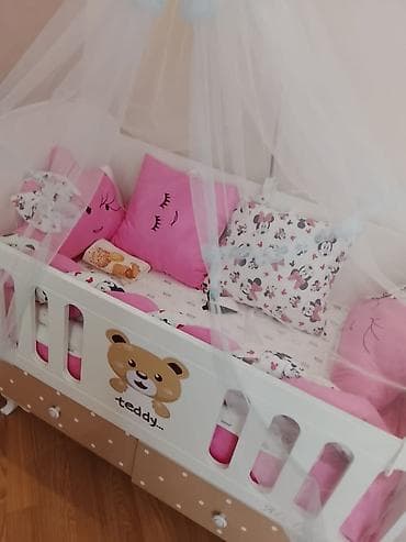 tek stul: Uşaq beşiyi – “Teddy” dizaynlı - Material: ağ rəngli taxta karkas — 3
