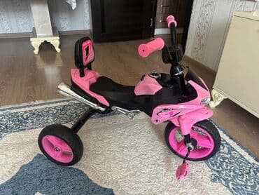 Elektrik velosipedlər: Uşaq üçtəkərli pedallı motosikl tipli velosiped - Rəng: çəhrayı-qara — 1