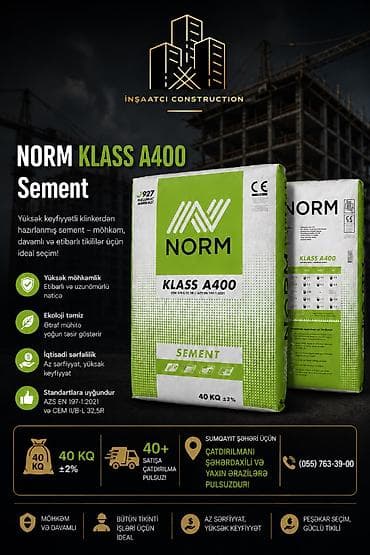 semeni dekoru: Norm Sement, M-400, A-klass, Kredit yoxdur, Pulsuz çatdırılma — 1