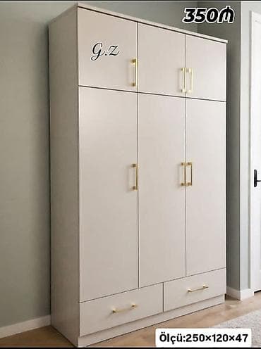 6 qapı, Siyirməli, Bej, Açılan, Düz dolab