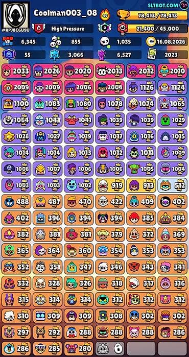 Brawl Stars hesabı – Coolman003_08 - Kuboklar: 78,413 - Reytinq — 2