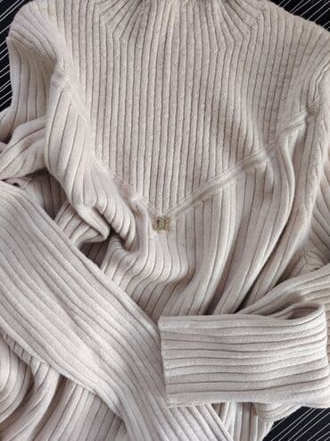 Нижнее белье: Qadın sviteri – bej rəngli, nazik şaquli rezin toxuma - Yarımboğaz — 5