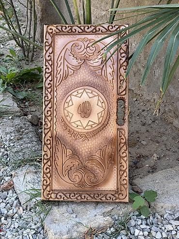 Əl oyma taxta nərd dəsti - Material: bərk ağac (əl işçiliyi ilə oyma — 9