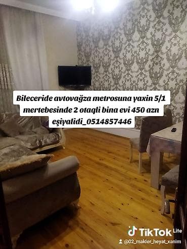ev menzil: Bileceride avtovağza metrosuna yaxin 5/1 mertebesinde 2 otaqli bina — 1