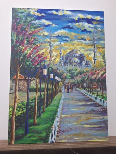 Akril boya tablo – “Sultanahmet (Mavi Məscid) prospekti” - Texnika