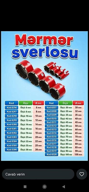 Sverlo dəsti Keramika üçün lalafo.az -da Sverlo dəsti Keramika üçün