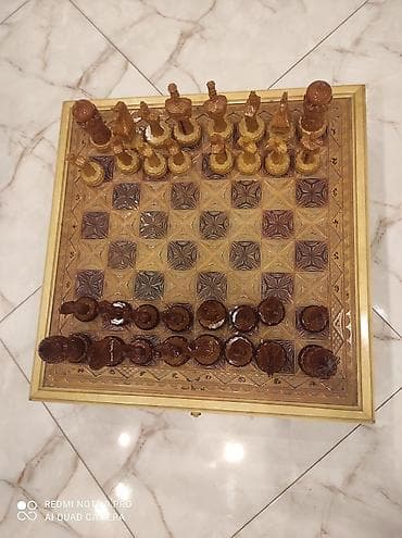 şahmat: Əl işləri şahmat dəsti - Material: tamamilə ağacdan hazırlanmış lövhə — 4