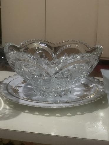 çaynı servis: Zərif naxışlı şüşə/biçimli kristal qab dəsti - Üst hissəsi dalğalı — 4