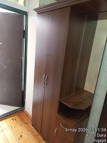 2 qapılı, Güzgülü, Qəhvəyi, Digər material, Açılan, Düz dolab