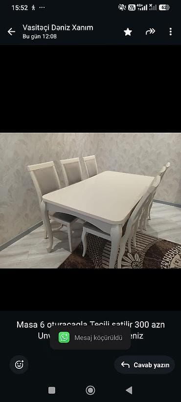 Masa 6 oturacaqla Tecili satilir 300 azn Unvan :Xırdalan 9153*Deniz