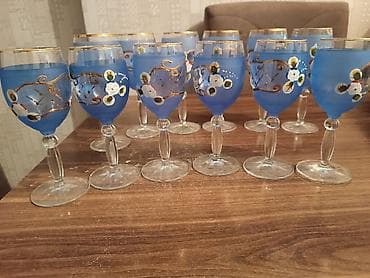 toxuma sap: Qədəhlər, rəng - Mavi, Şüşə, 12 ədədli dəst — 2