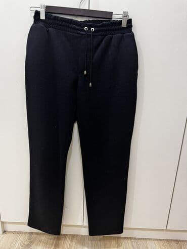 boyuk beden salvarlar: Qara rəngli kişi/trening şalvarı - Rahat, düz kəsim - Qalın, yumşaq — 1