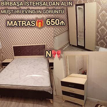 Офисная мебель на заказ: Satılır: *Birbaşa istehsalçıdan yataq dəsti* *Cəmi 650₼* Qeyd:*Dəst — 1
