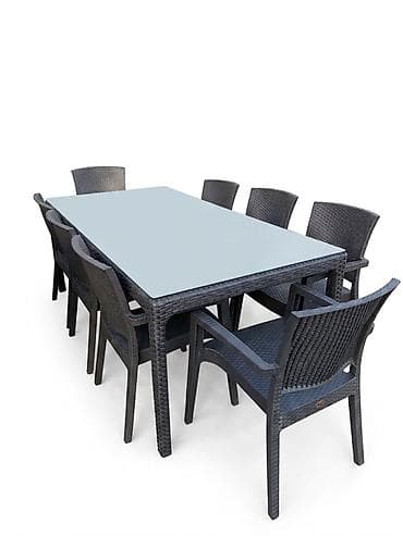 ikinci əl stular: Dördbucaq masa, 8 stul, Açılmayan, Stullar ilə, Həsir toxunuşlu — 2