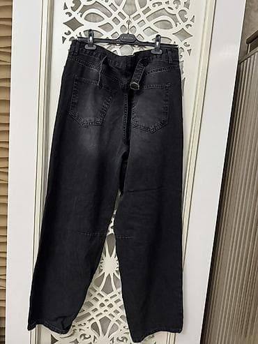 qaqa stili şalvar: Qara rəngli geniş kəsim (baggy) cins şalvar - Rəng: tünd qara/solğun — 3