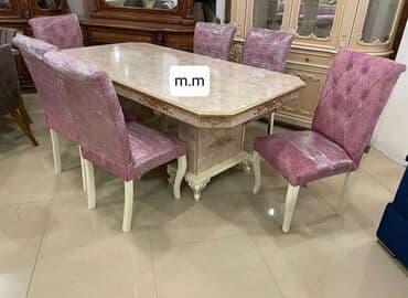 mebel stol stullar: Qonaq otağı üçün, Yeni, Açılmayan, Dördbucaq masa, 6 stul — 1