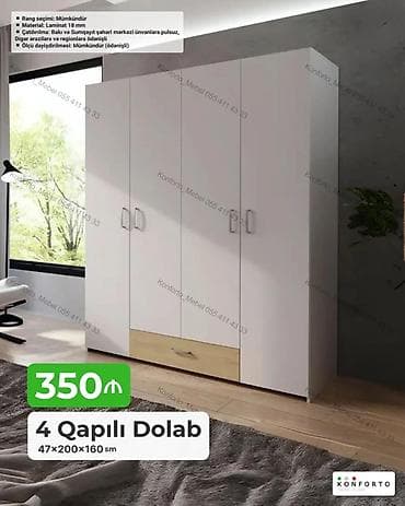 skafi: Məhsulun adı: 4 qapılı dolab Qiymət: 350 ₼ Təsvir: Dörd qapıdan və — 1