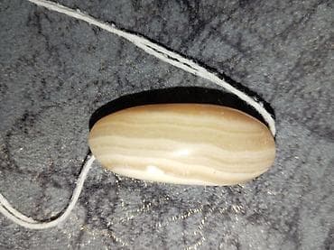 şexsi eşyalar: Təbii daş muncuq – ellips formalı, krem-qəhvəyi çalarlı, zolaqlı — 8