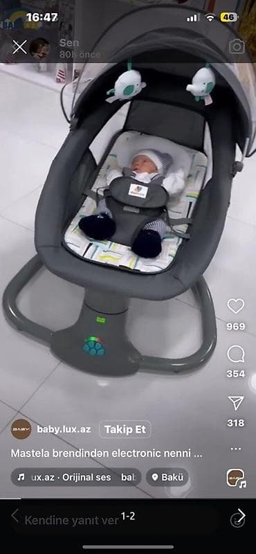 interturan mebel: Mastela brendinin elektron beşik-swing kreslosu - Yeni doğulmuşdan — 1