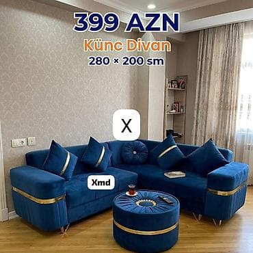 Künc divan – 280 × 200 sm Qiymət: 399 AZN (şəkildə göstərildiyi kimi)