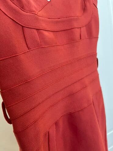 dəvə şubası: S-M razmer Qırmızı bandaj fasonlu qadın paltarı - Rəng: dərin qırmızı — 2