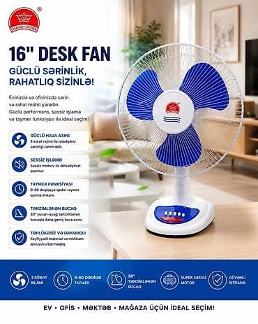 crown ventilator: Ventilyator Yeni, Masaüstü, Pərli, Kredit yoxdur, Pulsuz çatdırılma, Ödənişli çatdırılma, Rayonlara çatdırılma — 4