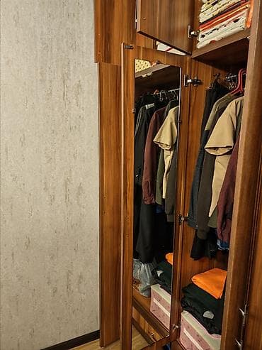 paltar işkafi: İşlənmiş, 4 qapılı, Güzgülü, Qəhvəyi, Digər material, Açılan, Düz dolab — 3