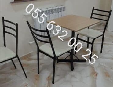 stol stul işlenmiş: Yeni, Künc masa, Açılmayan, Stullar ilə, Metal, Azərbaycan — 9