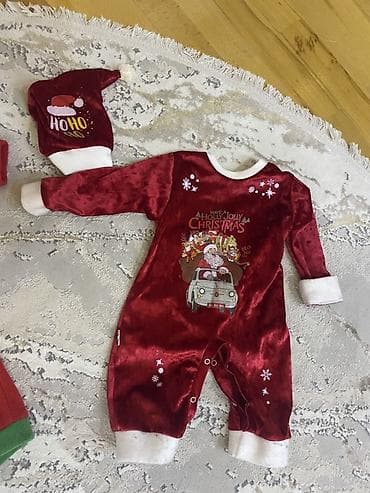 Uşaq üçün bayram temalı geyim və ayaqqabı dəsti - Qırmızı aksessuarlı