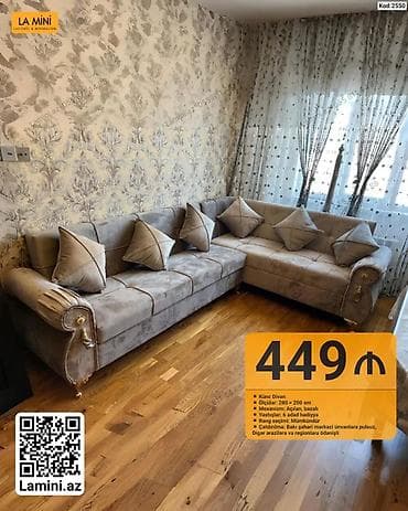 kreditle kunc divanlar: Künc divan – Kod: 2550 - Ölçülər: 280 × 200 sm - Mexanizm: Açılan — 1