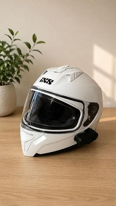 moto mator: Məhsul: iХS integral moto dəbilqə, Bluetooth interkomlu - Rəng: ağ — 1