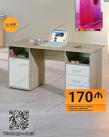 Düz masa, Polkalı, Siyirməli, Teksturalı laminat — 1