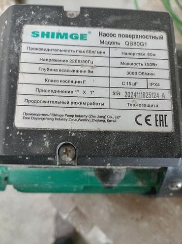 Bağ evi və bağ üçün hərşey: SHIMGE QB80G1 səth nasosu - Tip: Səth tipli mərkəzdənqaçma nasos - — 2