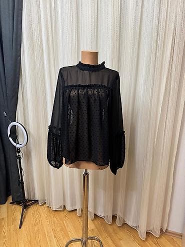 qadın şalvar: Qara şifon bluz.Razmer 36.Asos firmasi - Model: şəffaf effektli — 1