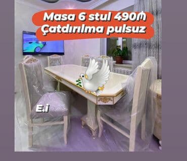 Qonaq otağı üçün, Yeni, Açılmayan, Dördbucaq masa, 6 stul lalafo.az -da Qonaq otağı üçün, Yeni, Açılmayan, Dördbucaq masa, 6 stul