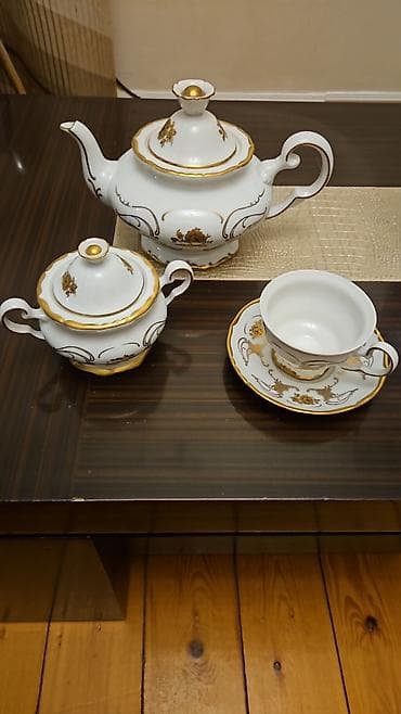 su qab: Çay dəsti, rəng - Ağ, Farfor, 6 nəfərlik, Çexiya — 1