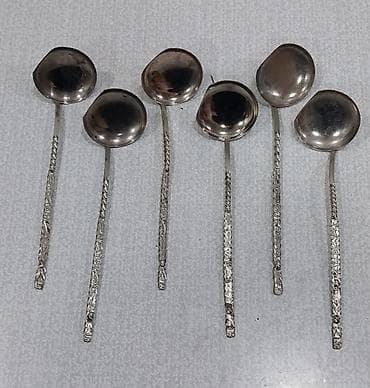 qədim samovar satisi: Qaşıq dəsti sovet istehsalı gümüşü rəngli dekorativ qaşıq dəsti, sovet — 9