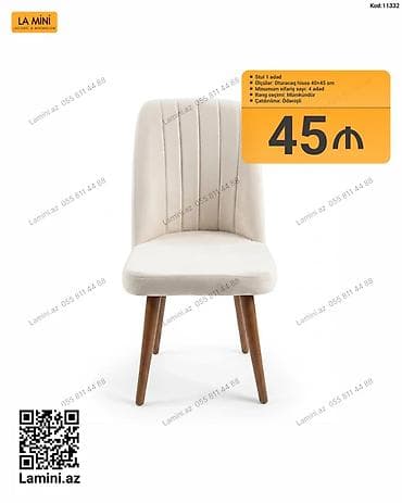 LA MINI yumşaq oturacaqlı stol/stul - Model: Kod 11332 - Tərkib — 1