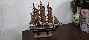 ip atdi: Dekorativ yelkənli gəmi maketi - Material: Taxta gövdə və dirəklər — 2