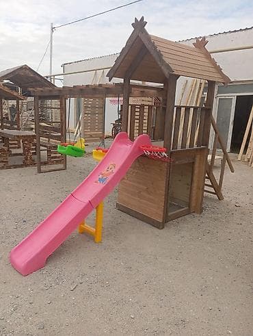 часы с боем: Uşaq oyun kompleksi – taxta evcik, yelləncəklər və sürüşkən - — 2
