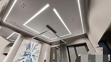 demir qapilar darvazalar: Gizli LED işıqlandırma ilə alçıpan tavan dizaynı və quraşdırılması — 4