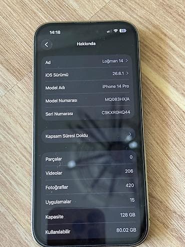 iphon 5: IPhone 14 Pro, 128 GB, Gümüşü, Face ID — 4