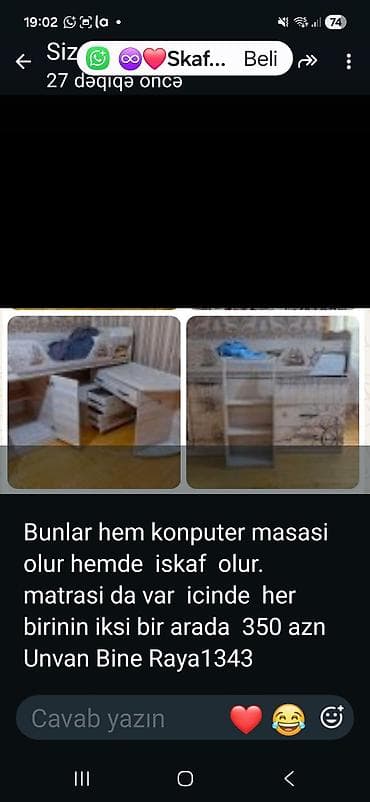 massimo mebel: Uşaq/yeni yetmə otağı üçün çoxfunksiyalı mebel dəsti. - Üst hissədə — 1